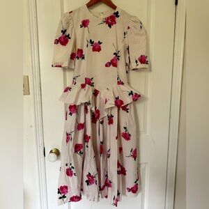 80s vintage rose peplum dress